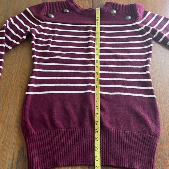 Patty Boutik Sweater Stripe Button Detail Size XL Long Sleeves Ribbed Shoulder - Picture 9 of 16